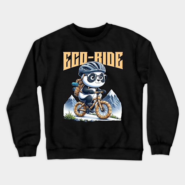 Eco-Friendly Bamboo Bike Panda Crewneck Sweatshirt by vk09design